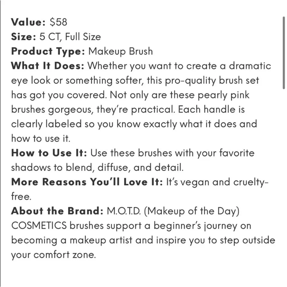MOTD Cosmetics New‎ Pink Handles In A Blush Blending 5 Piece Eye Brush Set, $58